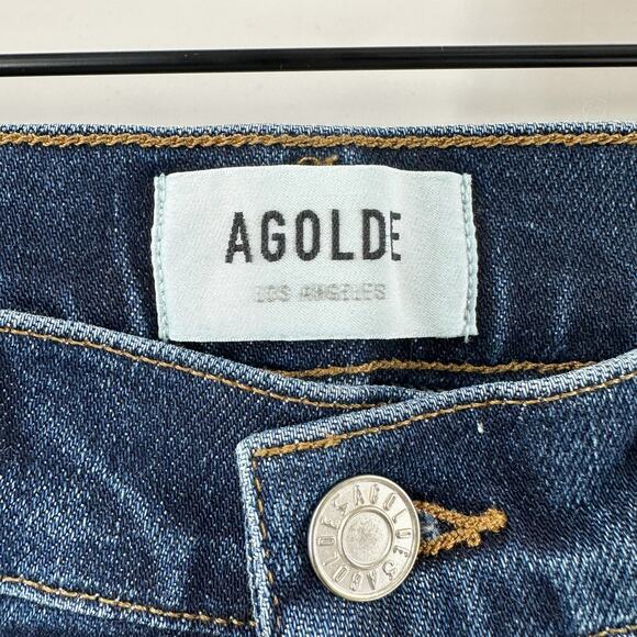 AGOLDE Nico High Rise Slim Fit Jeans Raw Hem in Vox Indigo Dark Wash Size 24 - Picture 6 of 9